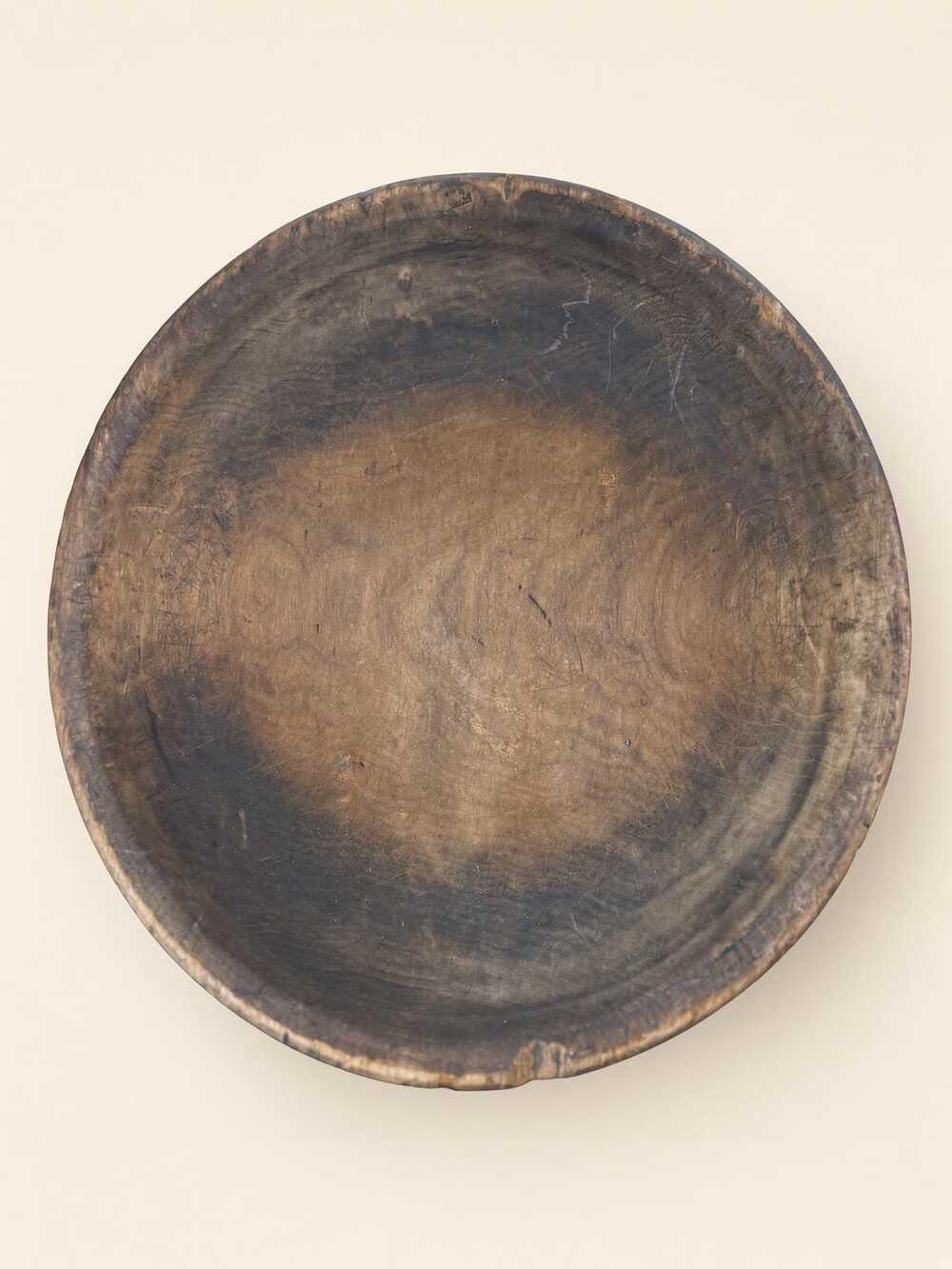 Large Primitive Hand-Carved Dough Bowl, Antique Wooden Trencher